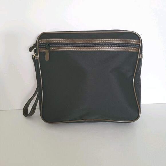 Dunhill Wristlet Pouch Zip Toiletry Men's Bag Large 9x8 Black Logo Designer - Picture 2 of 9